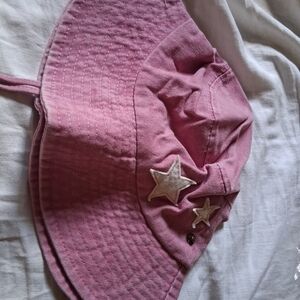 Children's Pink Star Applique Bucket Hat